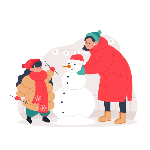 Snowman, playing, snow illustration