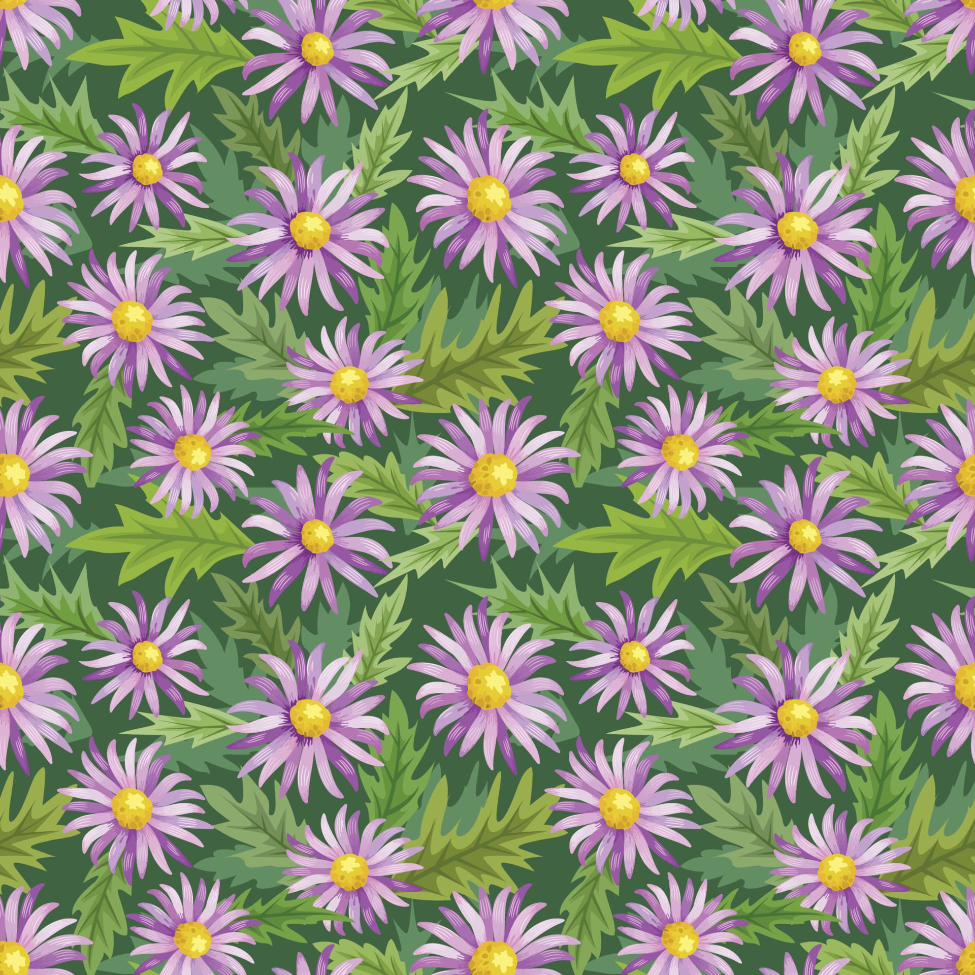 Daisy flowers seamless pattern fabric textile. Free Vector