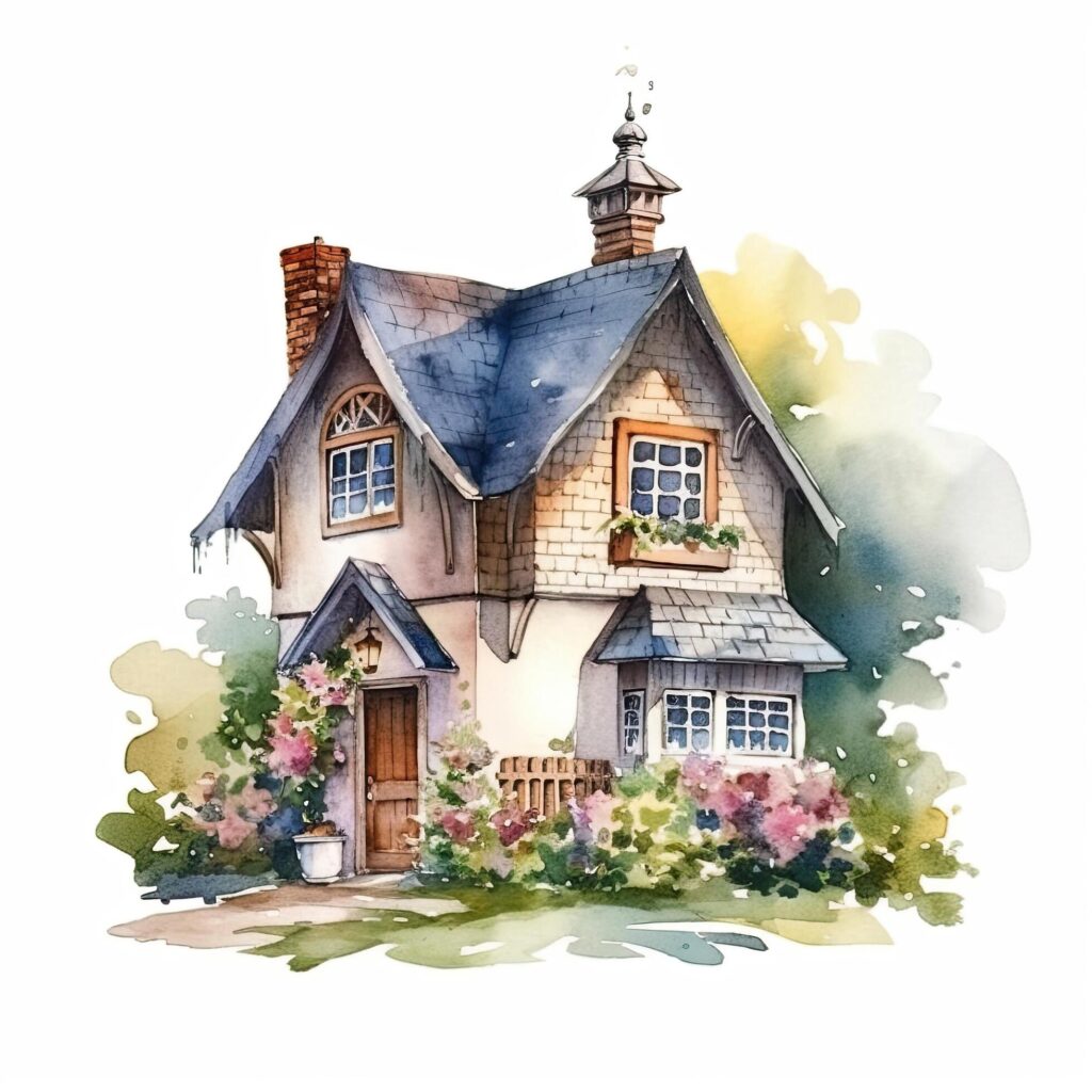 Cute watercolor house. Illustration Stock Free