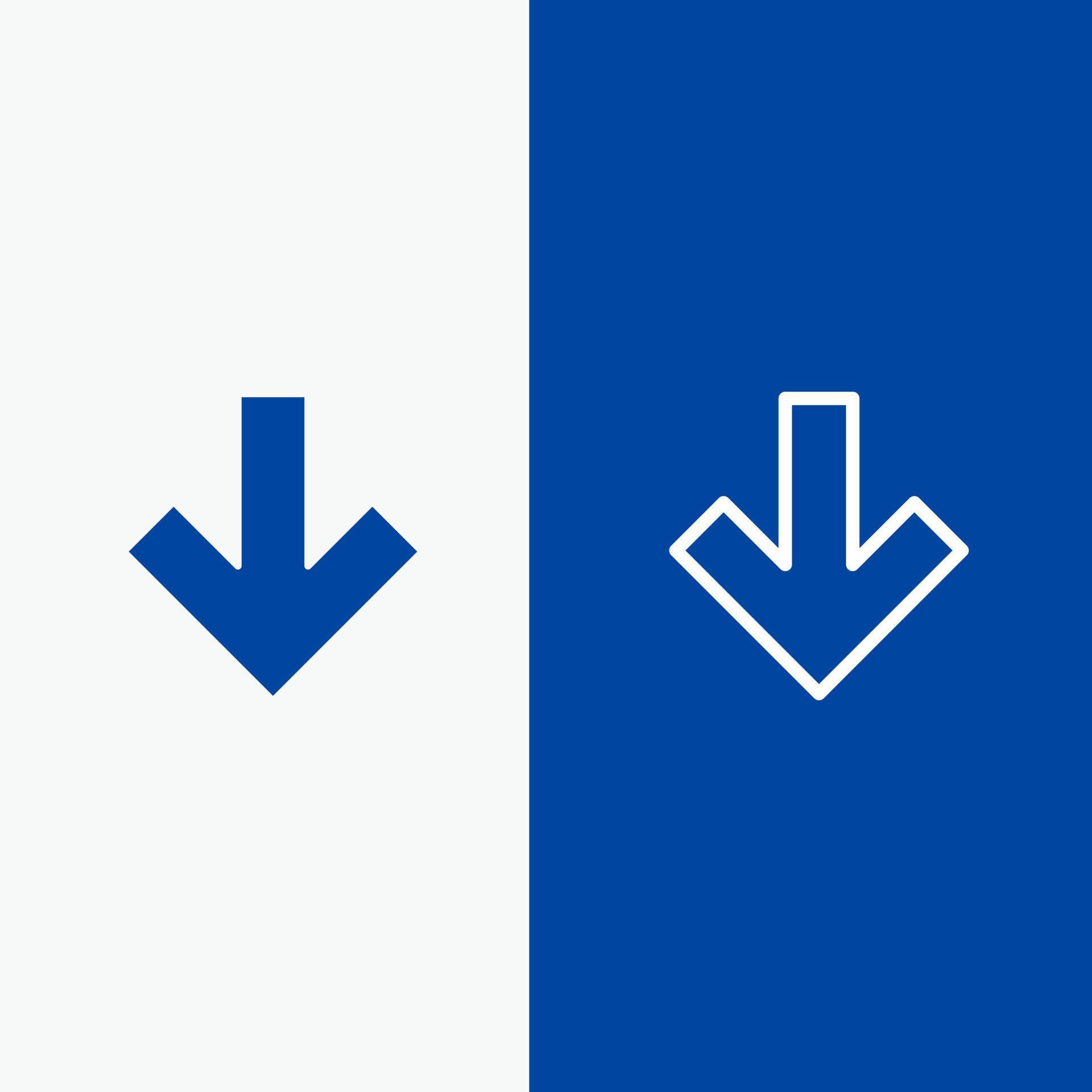 Arrow Down Back Line and Glyph Solid icon Blue banner Line and Glyph Solid icon Blue banner Stock Free