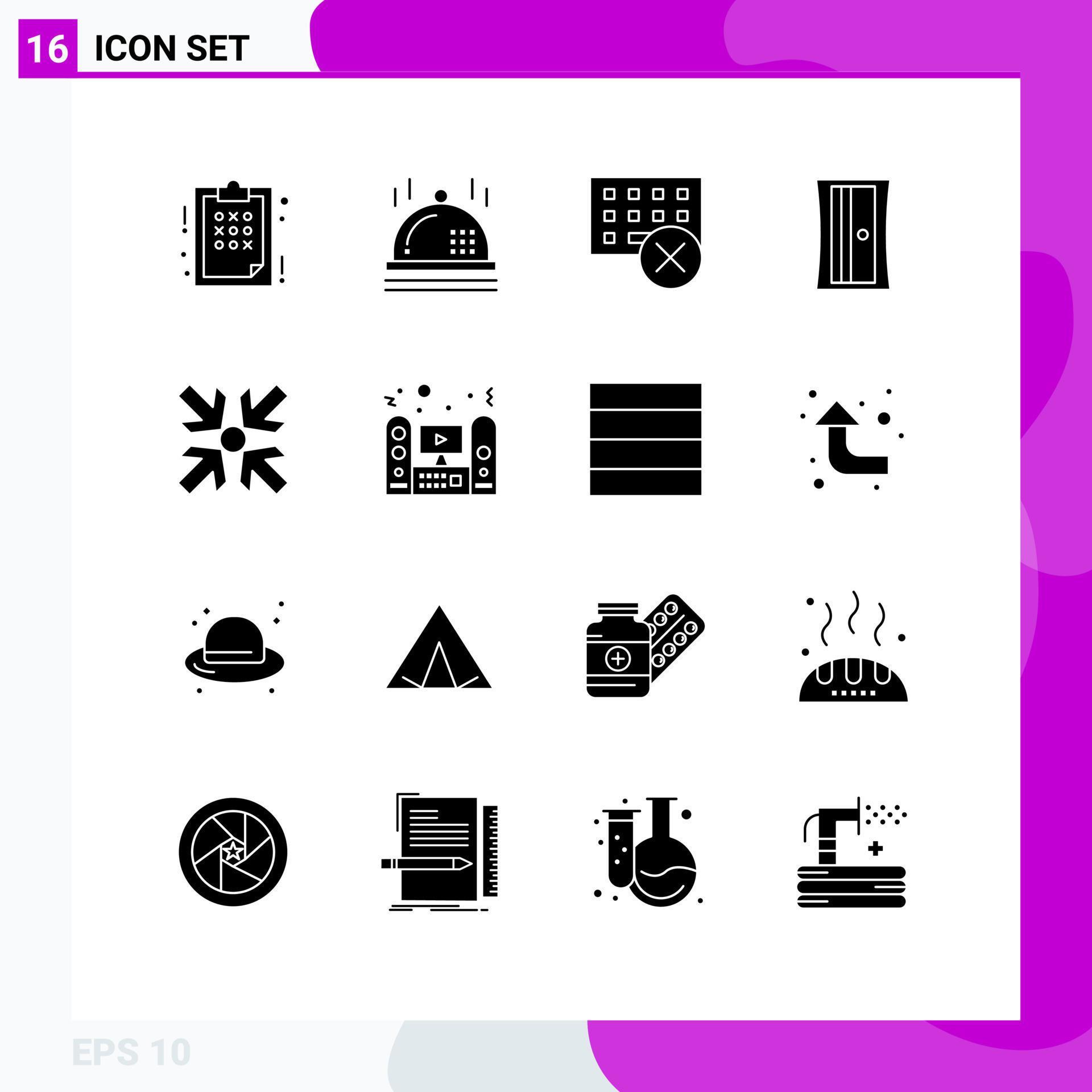 Modern Set of 16 Solid Glyphs Pictograph of minimize arrows devices tool education Editable Vector Design Elements Stock Free