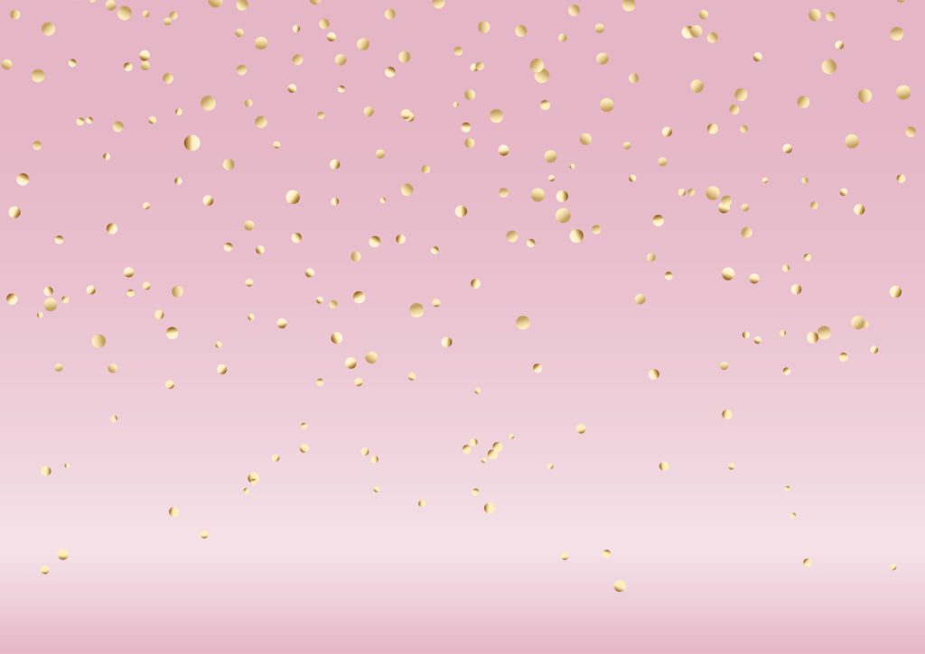 Falling gold confetti on pink background Free Vector