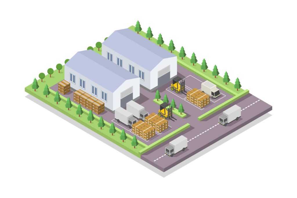 Factory building isometric on white background Free Vector