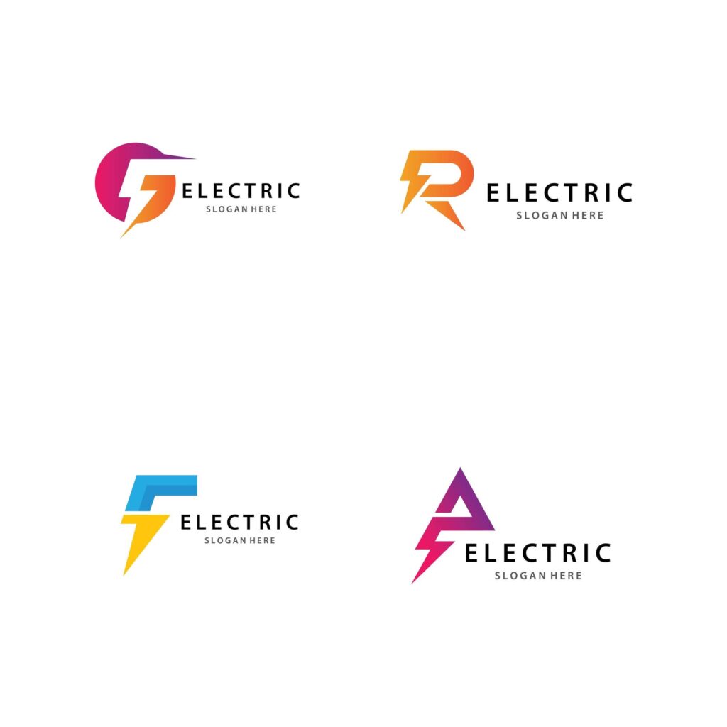 Electric logo icon set Stock Free