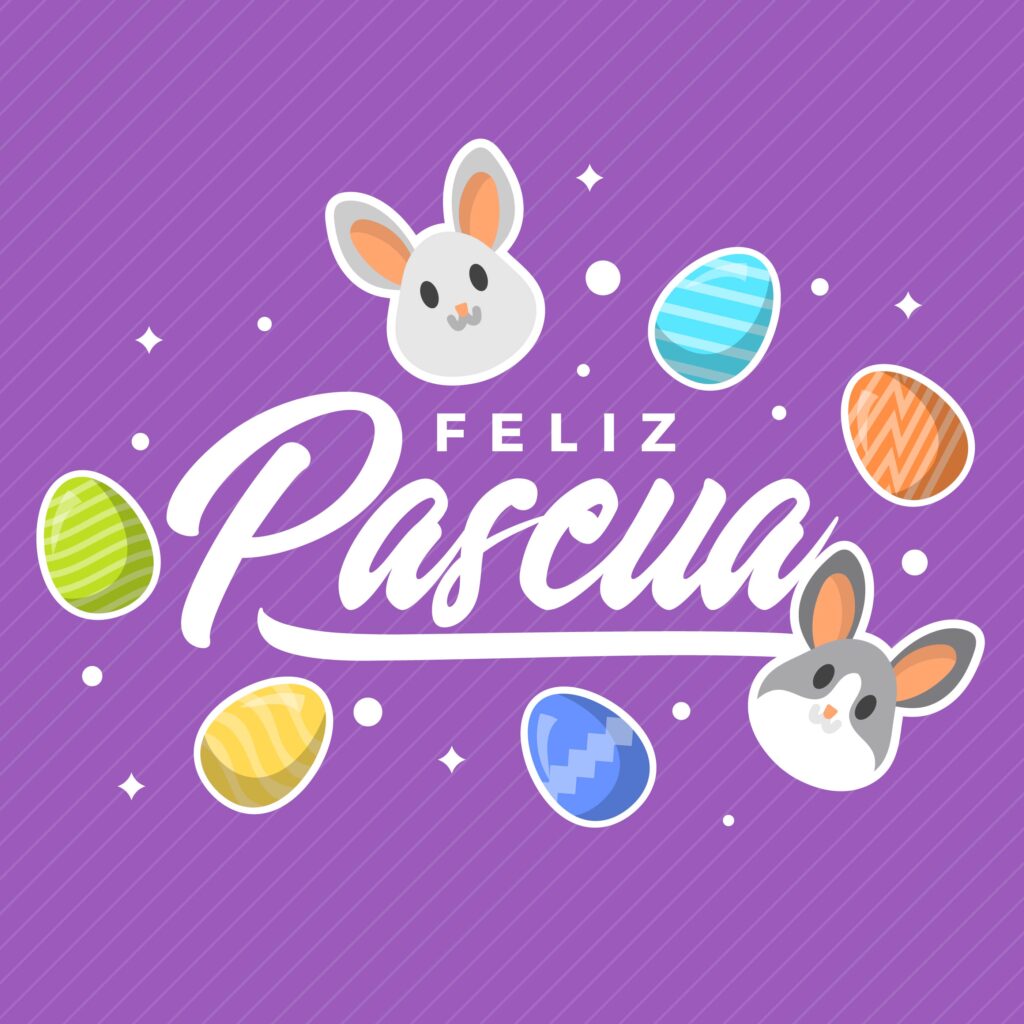 Flat Modern Purple Feliz Pascua Lettering Typography Vector Background Free Vector and Free SVG