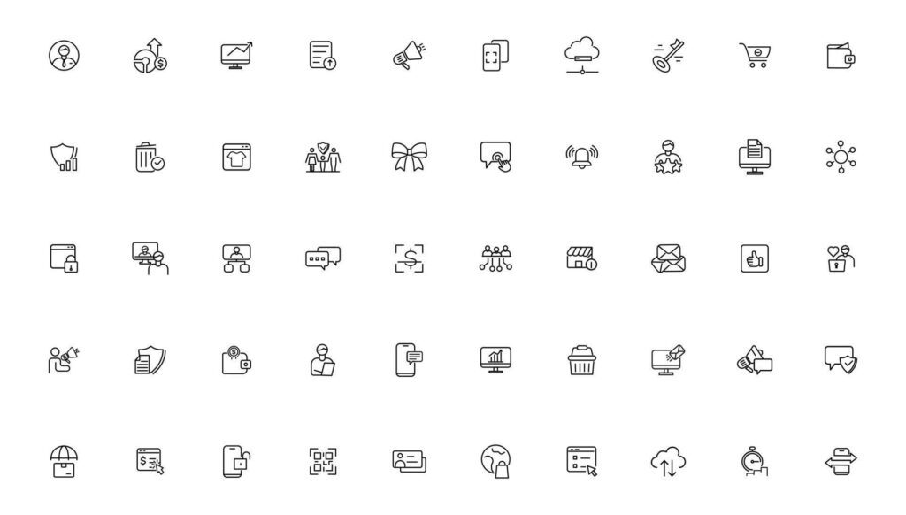 Digital business linear icons collection.Set of thin line web icon set, simple outline icons collection, Pixel Perfect icons,. Stock Free