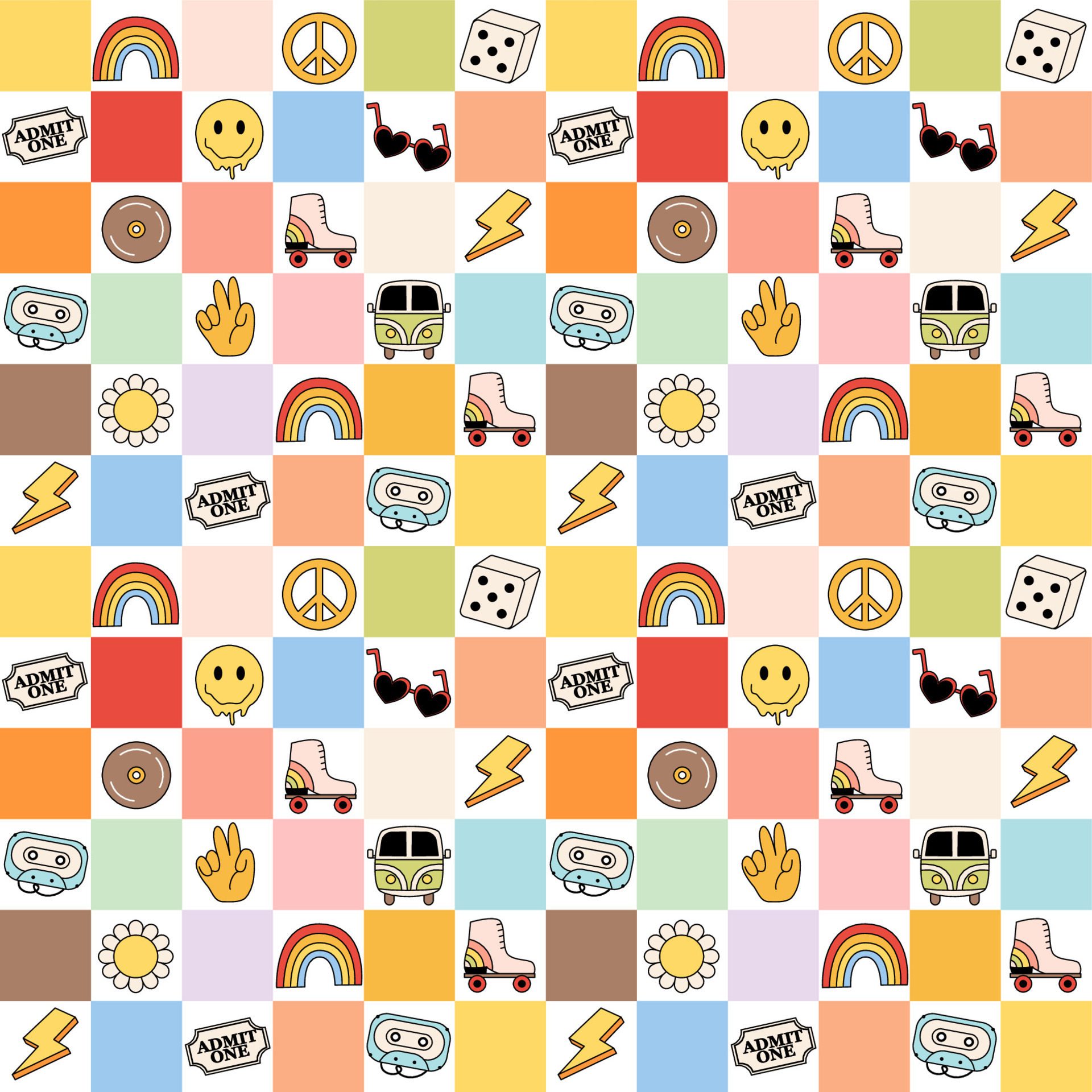 Seamless pattern with y2k retro Free Vector