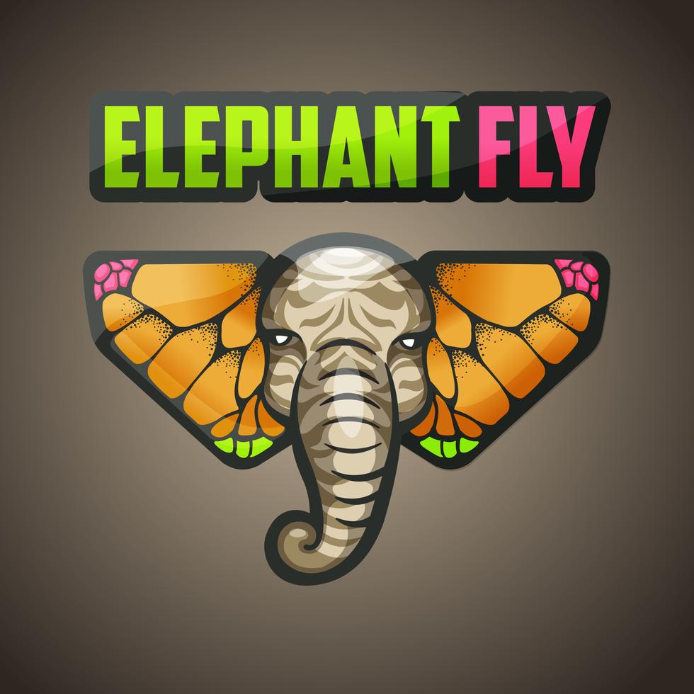 elephant and butterfly logo design Stock Free