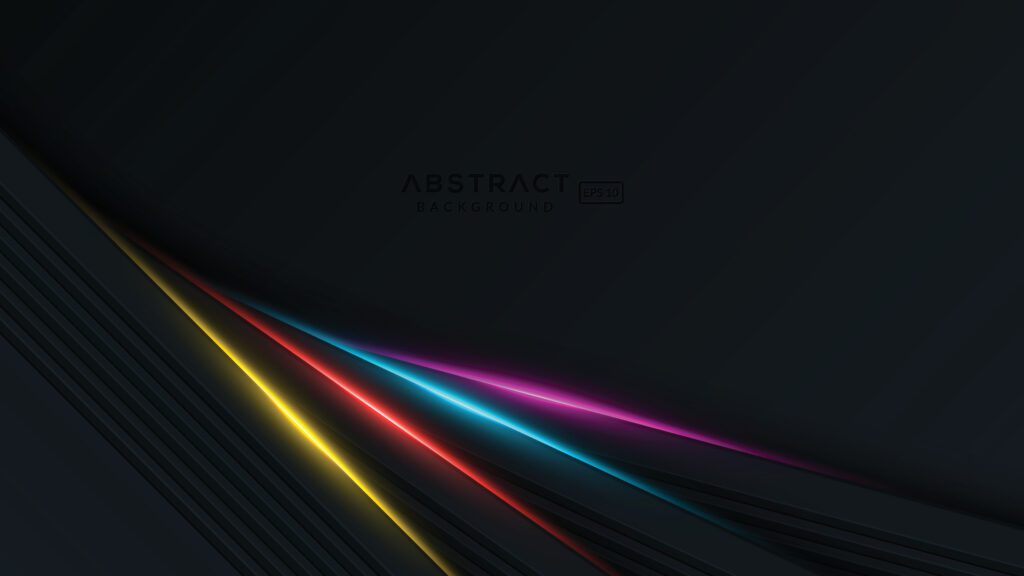 Luxury black abstract dimension background with colorful light Free Vector