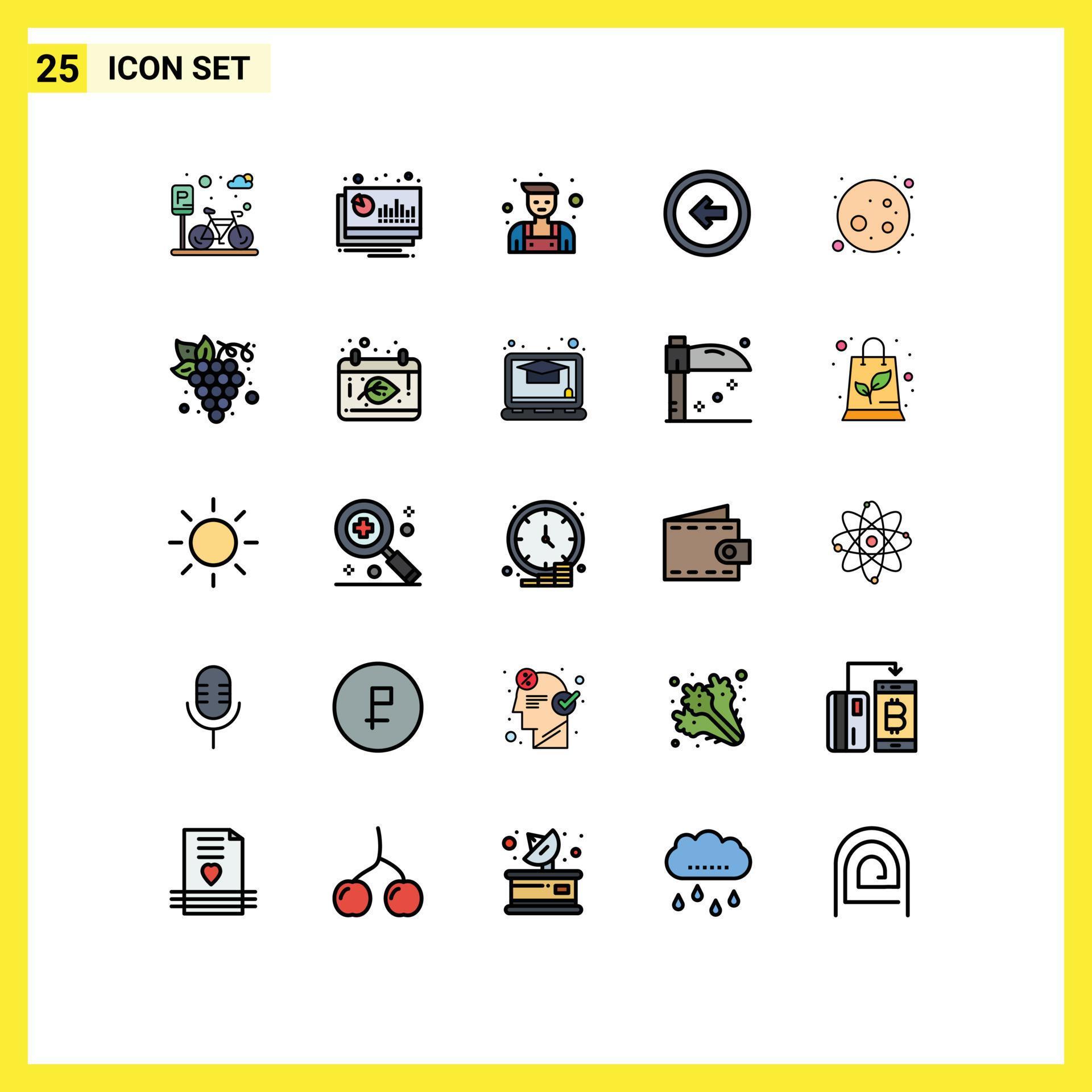 25 Creative Icons Modern Signs and Symbols of full moon user interface forecast user arrow Editable Vector Design Elements Stock Free