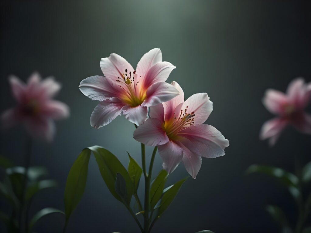 Lily flowers with beautiful blur background Stock Free