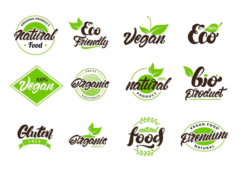 Collection of natural, eco labels and logos Stock Free