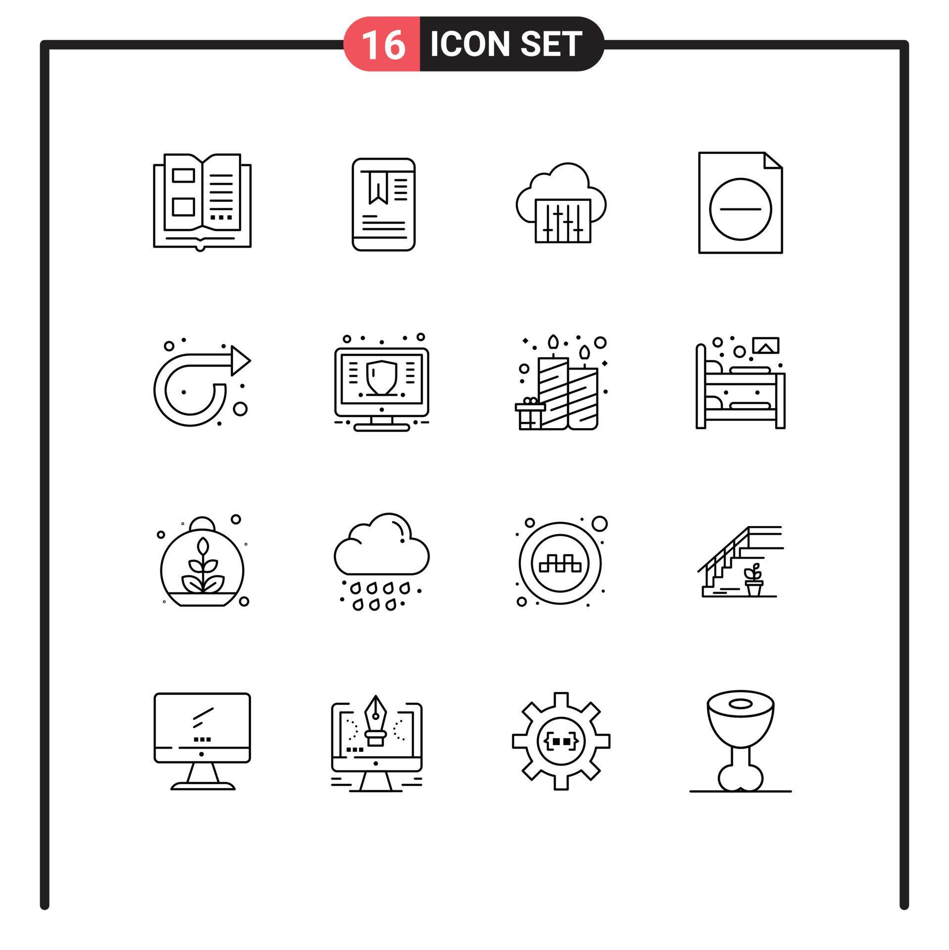 Stock Vector Icon Pack of 16 Line Signs and Symbols for right forward connection arrow document Editable Vector Design Elements Stock Free