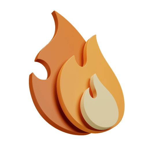 Fire, flame, burn 3D illustration