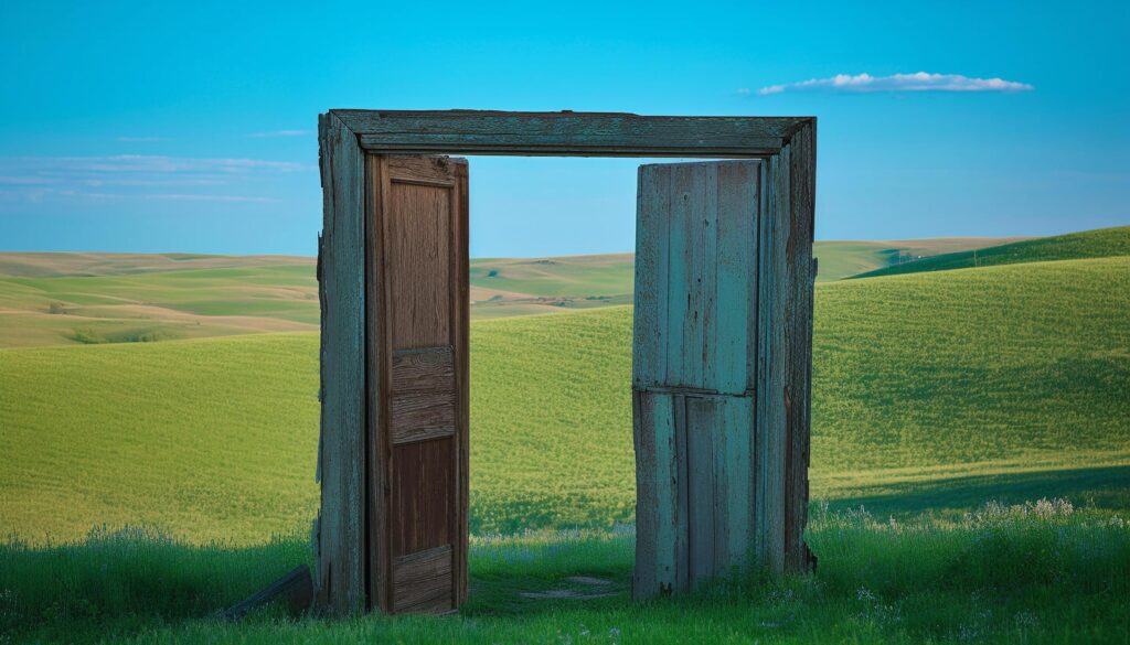 Tranquil meadow landscape, green growth, blue sky, wide horizon freedom generated by AI Stock Free