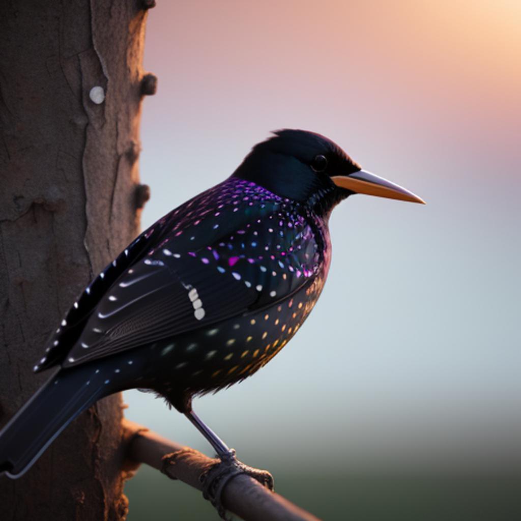 Starling, evening light by by @ai_generated