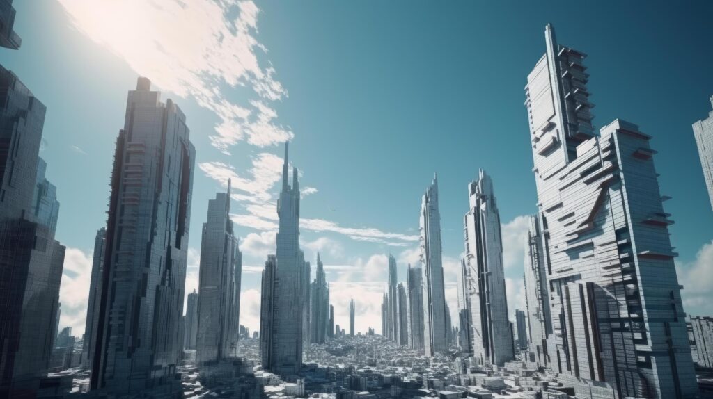 Futuristic city background. Illustration Stock Free