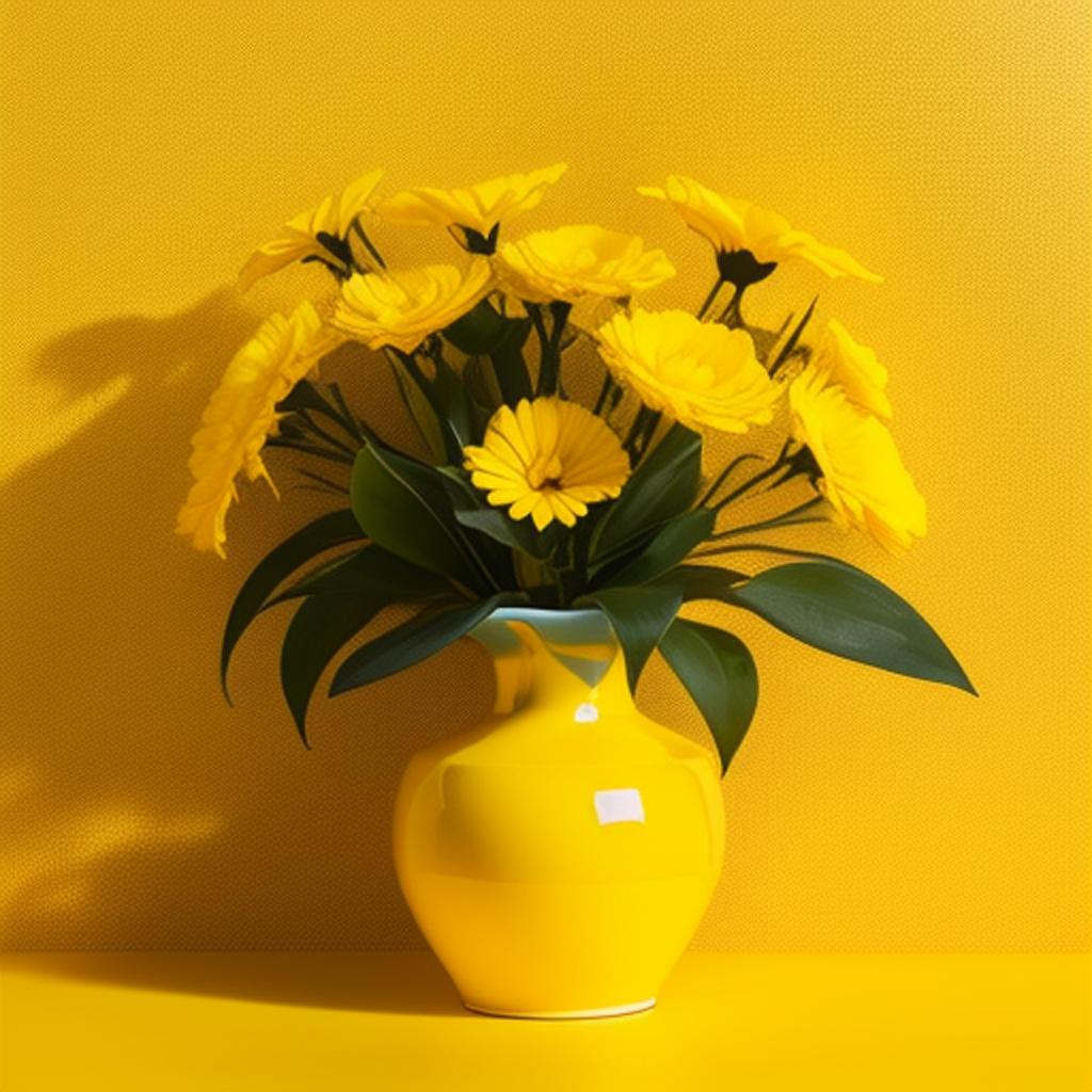 Yellow on yellow vase, by @ai_generated