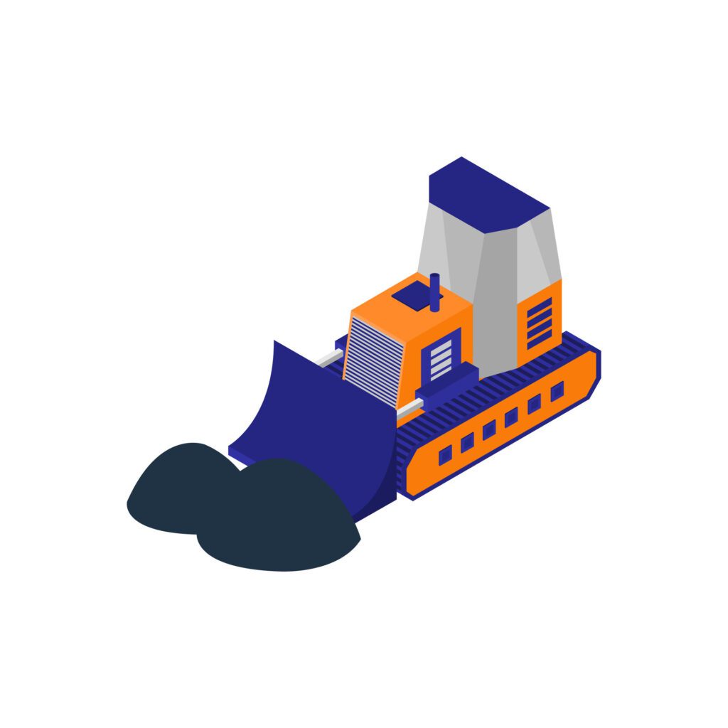 Isometric bulldozer on a background Free Vector