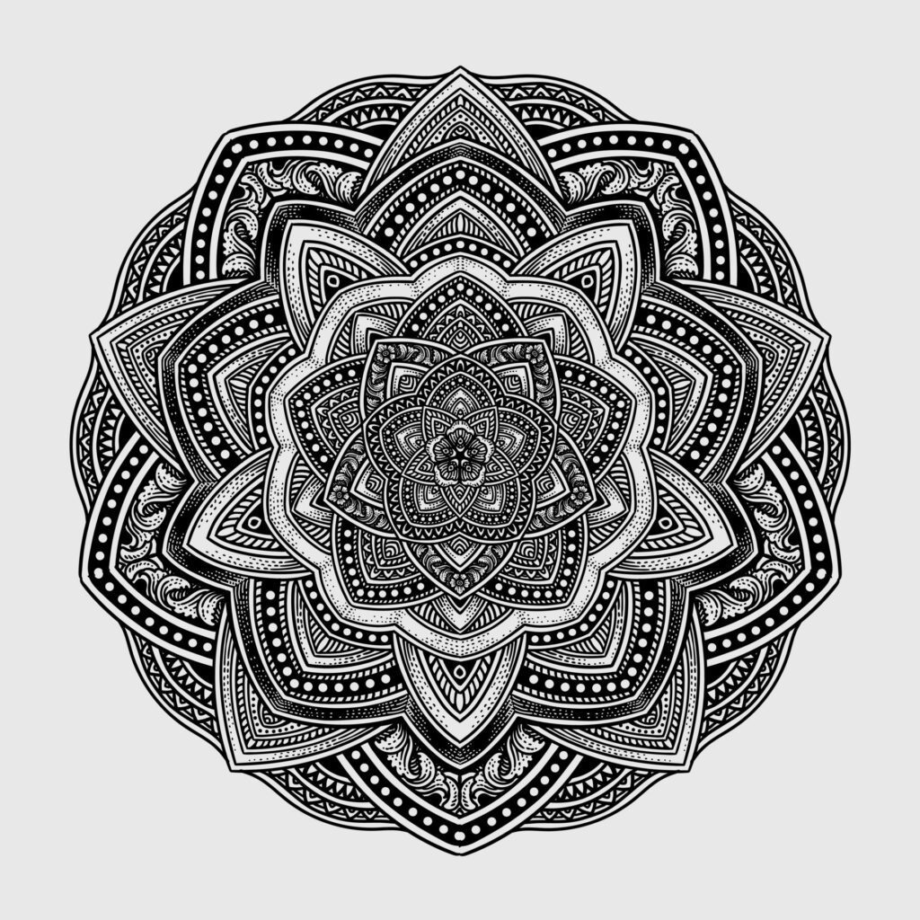 Beautiful floral pattern mandala art isolated on a black background – Eps 10 Free Vector