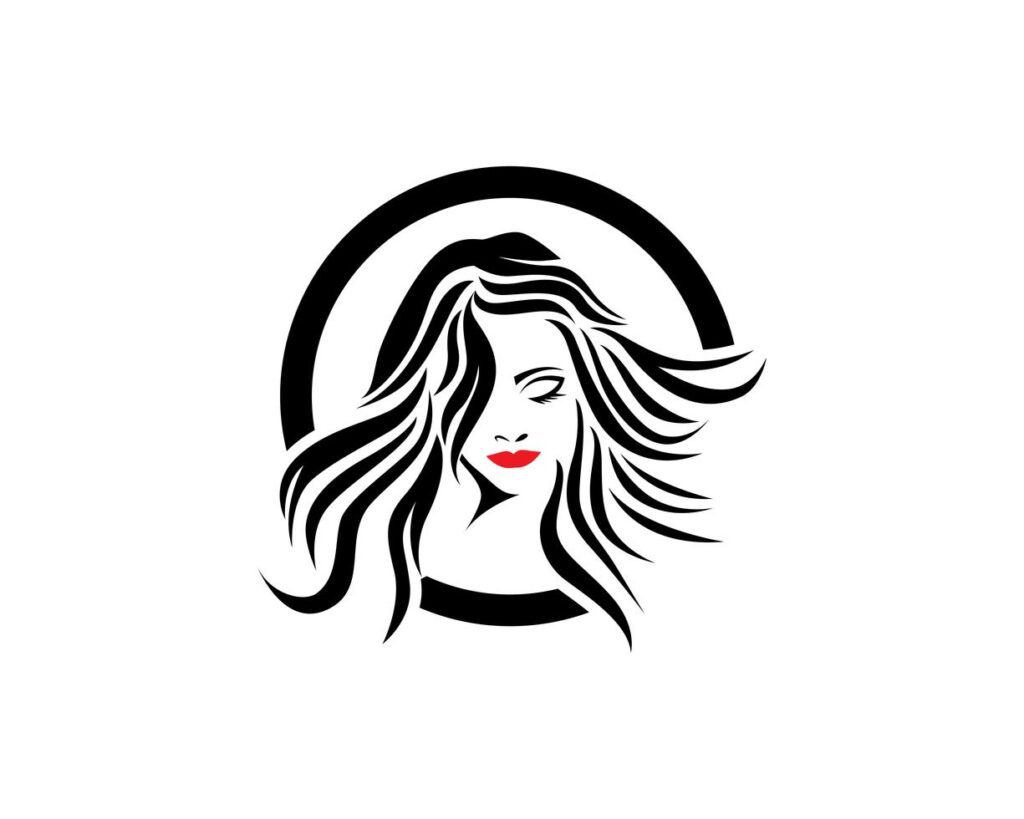 hair woman and face logo and symbols Stock Free