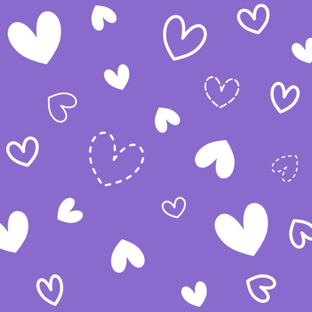 Hand draw white heart on purple background. Free Vector and Free SVG