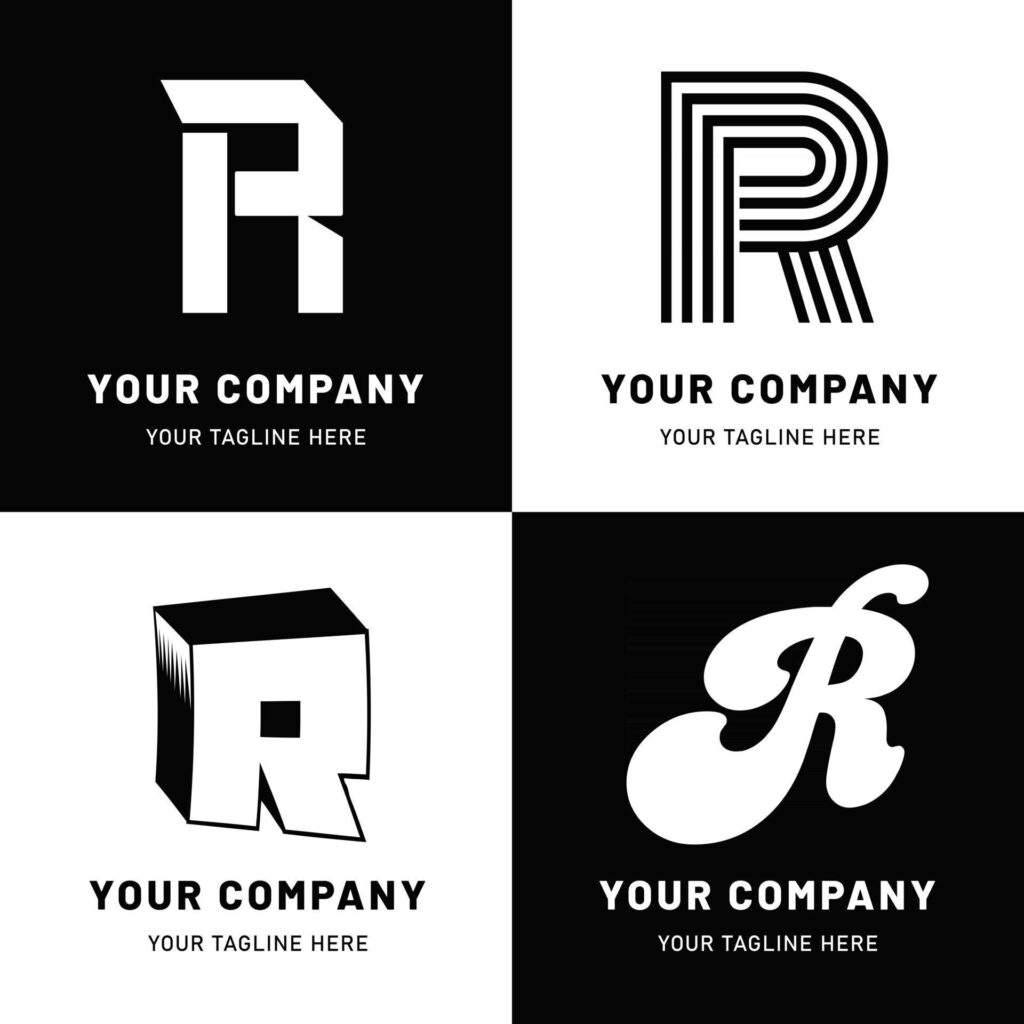 Black and White Letter R Logo Set Stock Free