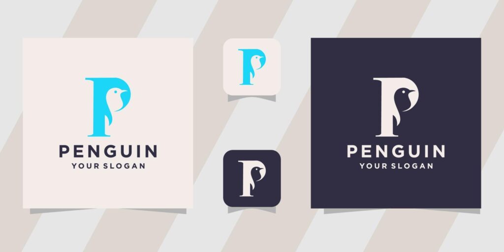 letter p with penguin logo template Stock Free and Free SVG