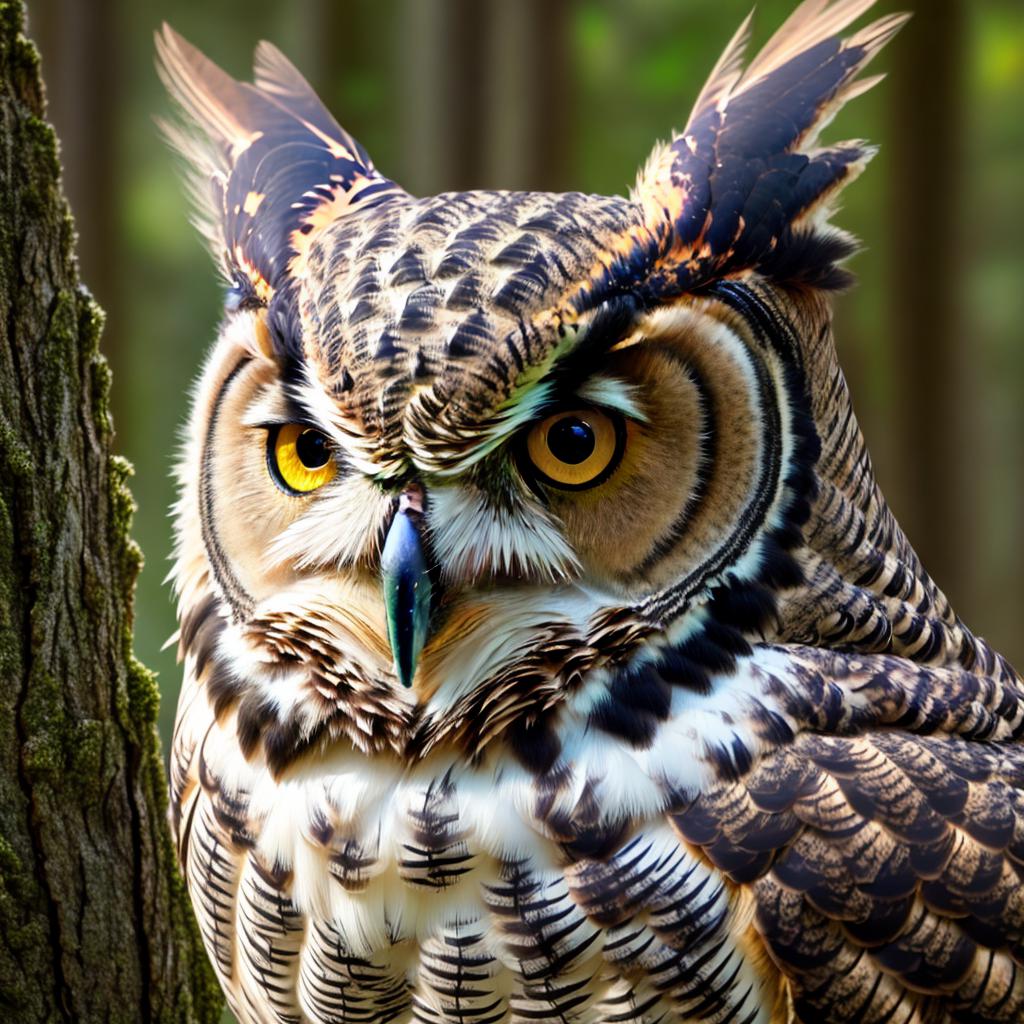 Great horned owl head, by @ai_generated