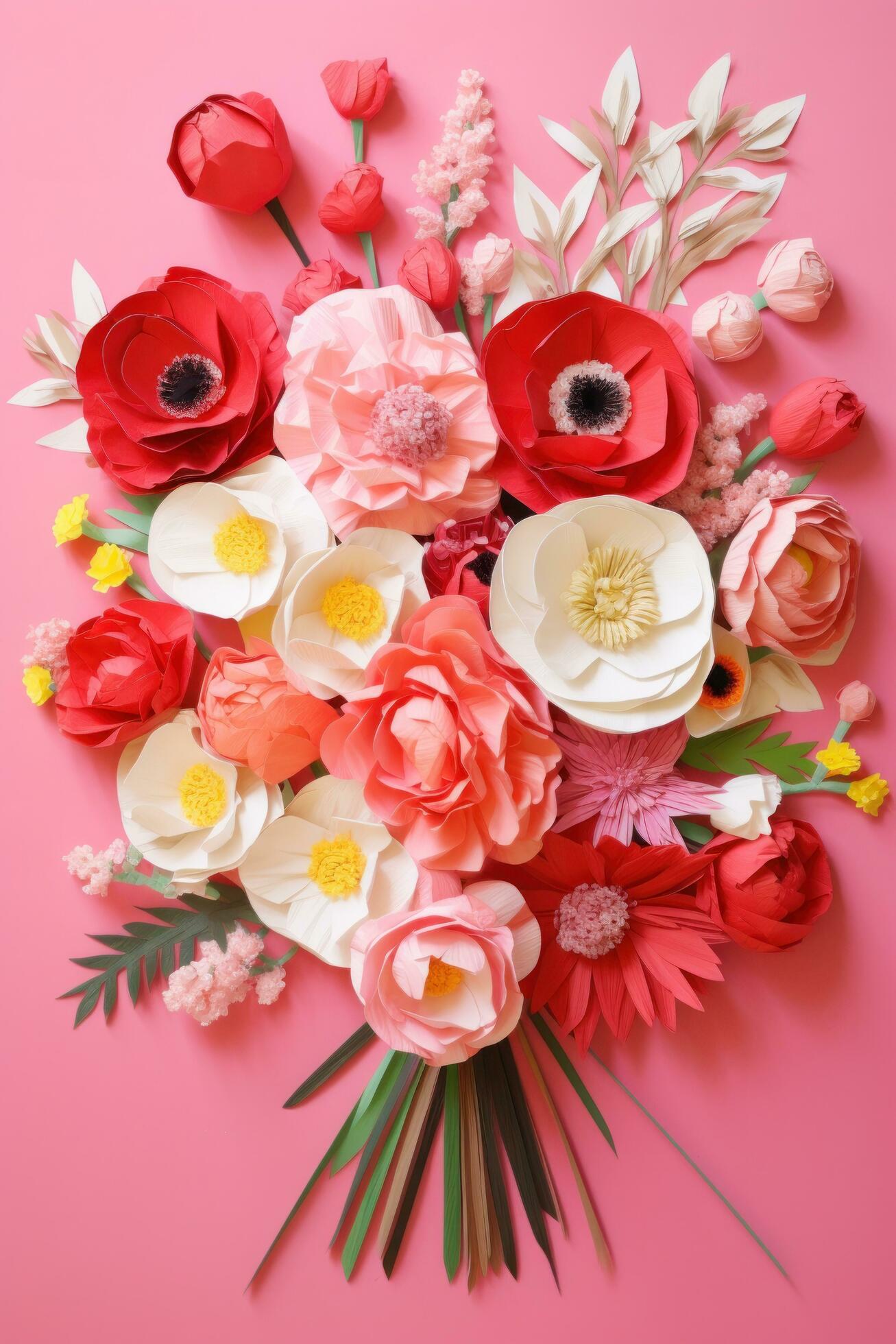 Pink flower bouquet background Stock Free