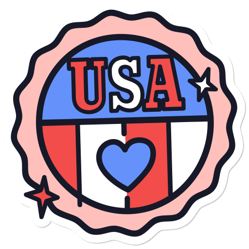 Badge, july 4, usa sticker