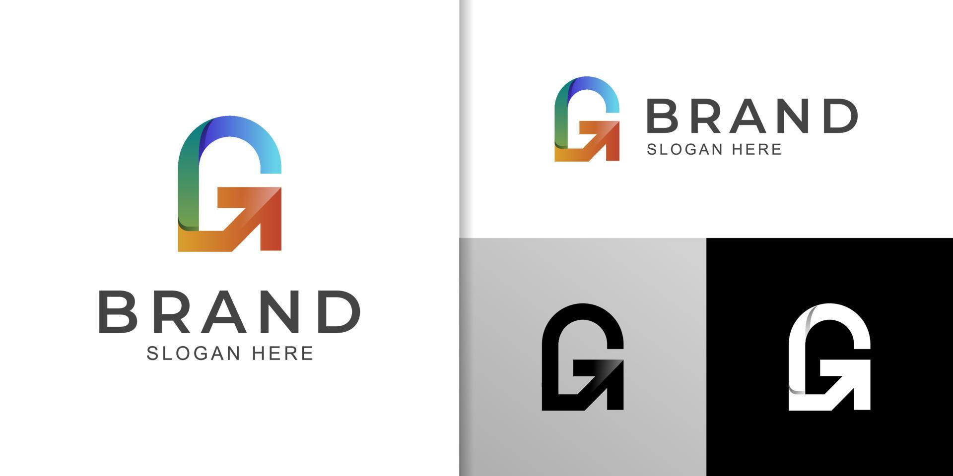 initial letter G modern color logo design with arrow symbol, icon for technology business identity logo template Stock Free