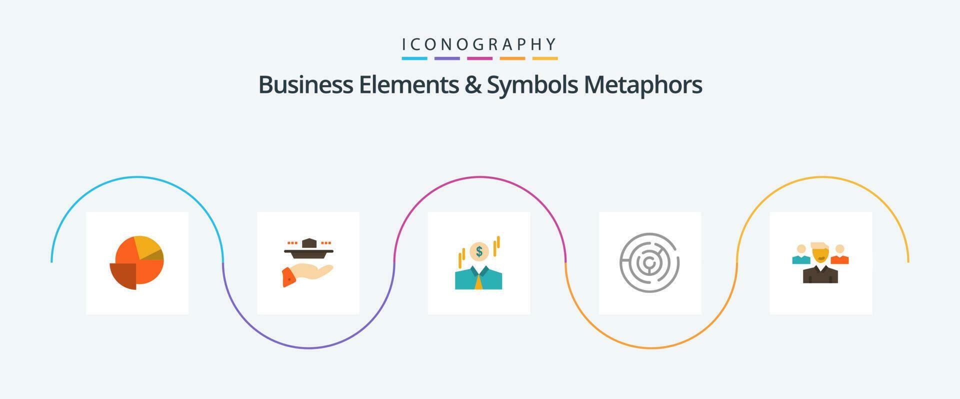 Business Elements And Symbols Metaphors Flat 5 Icon Pack Including point. strategy. dinner. arrow. money Stock Free