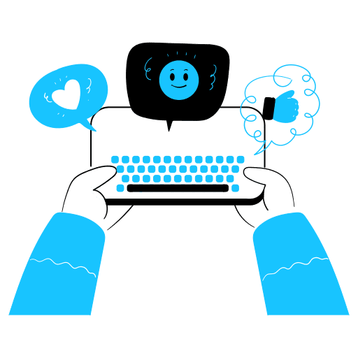 Communication, typing, type illustration