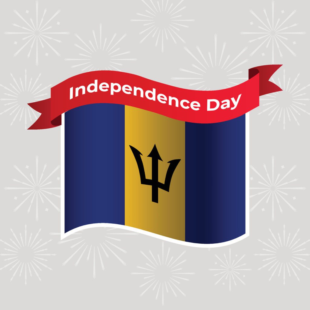 Barbados Wavy Flag Independence Day Banner Background Free Vector