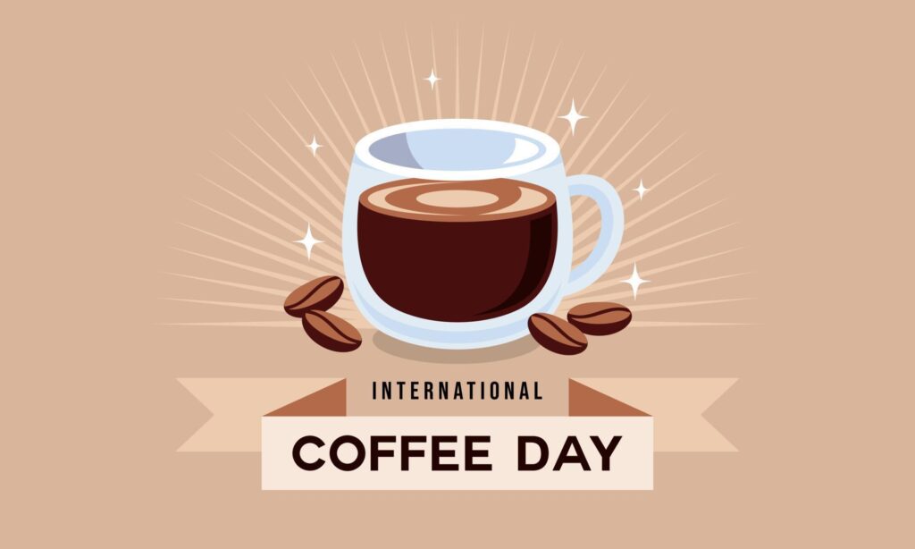 International day of coffee background, coffee cup logo Stock Free