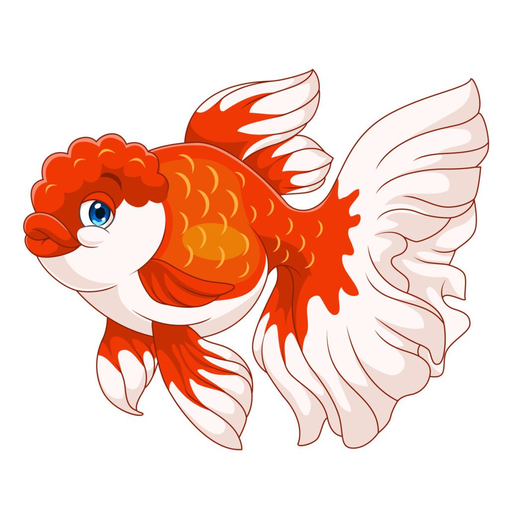 Cartoon cute goldfish on a white background Free Vector