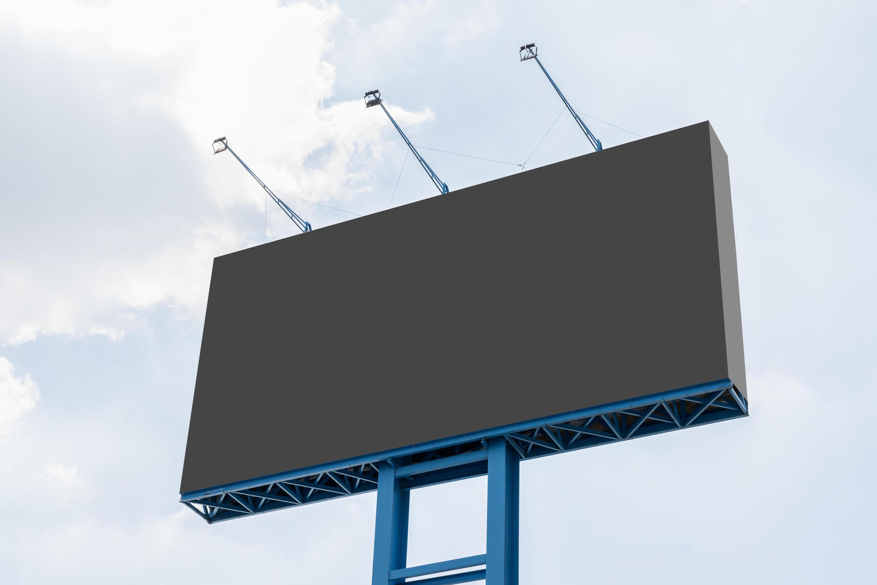 Outdoor pole billboard with blue sky background Stock Free