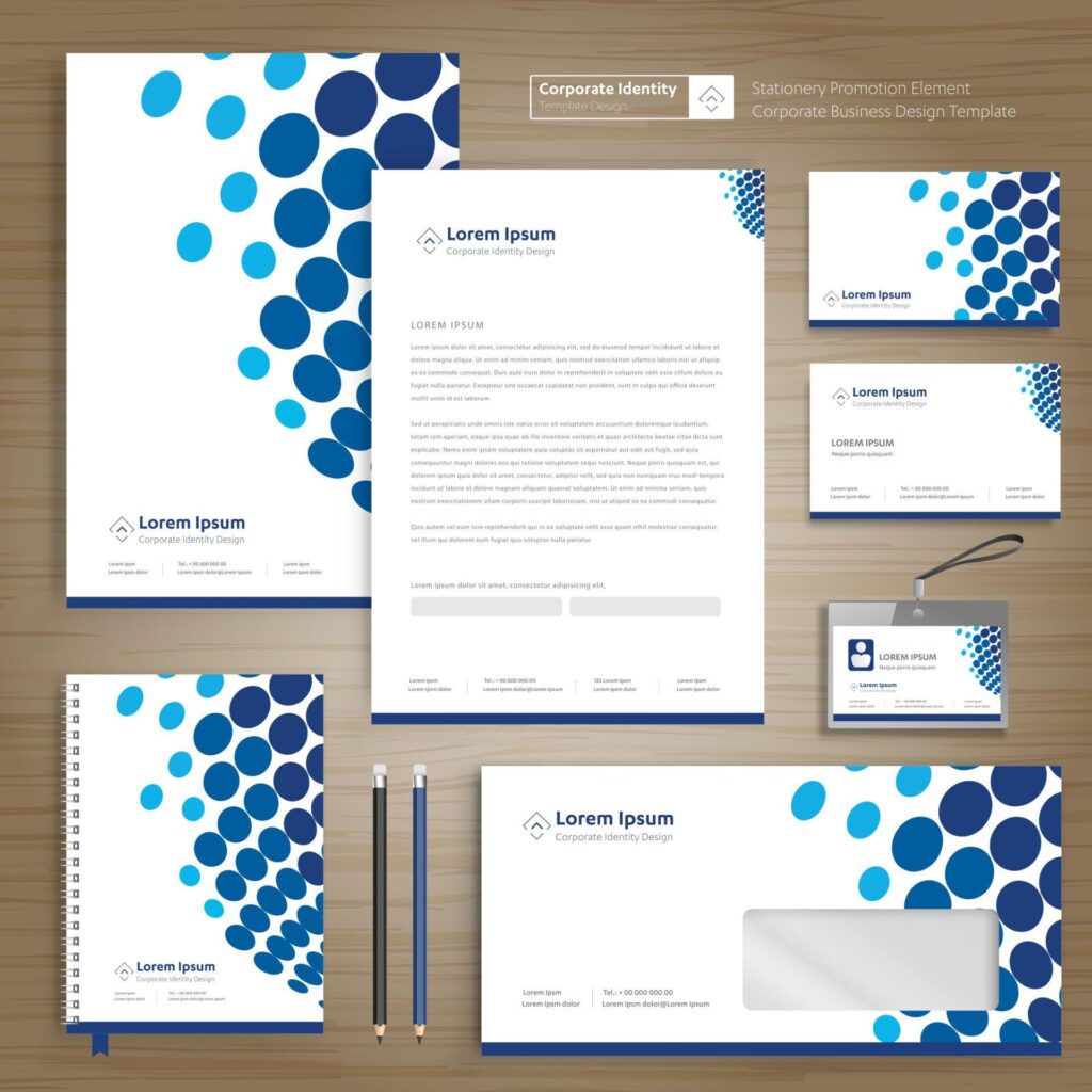 Corporate Business Identity template design stationery Vector abstract background with memo Gift Items Color promotional souvenirs elements Stock Free