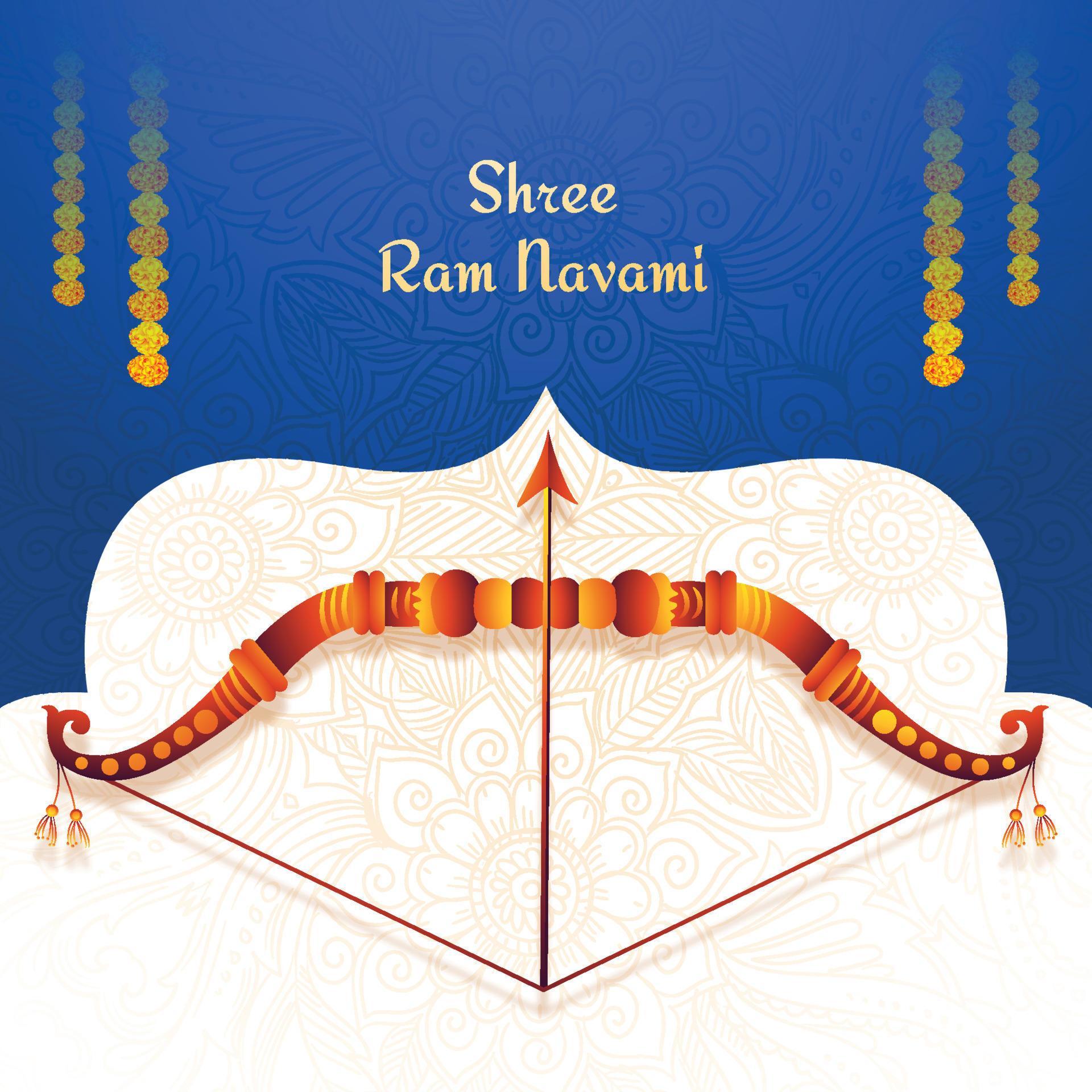 Happy ram navami bow and arrow festival greeting card background Stock Free