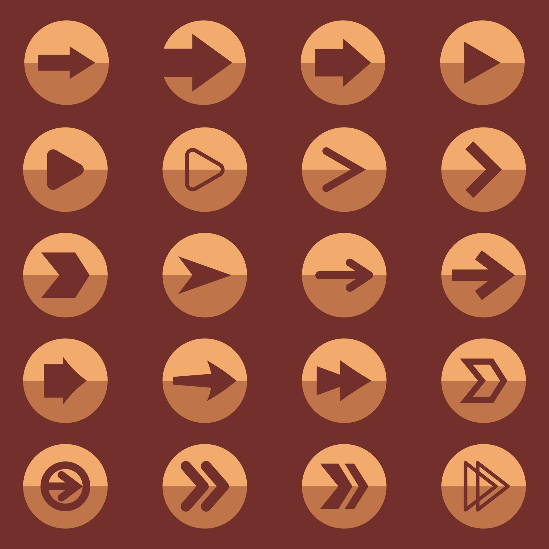 Round arrow button icon various shapes Stock Free