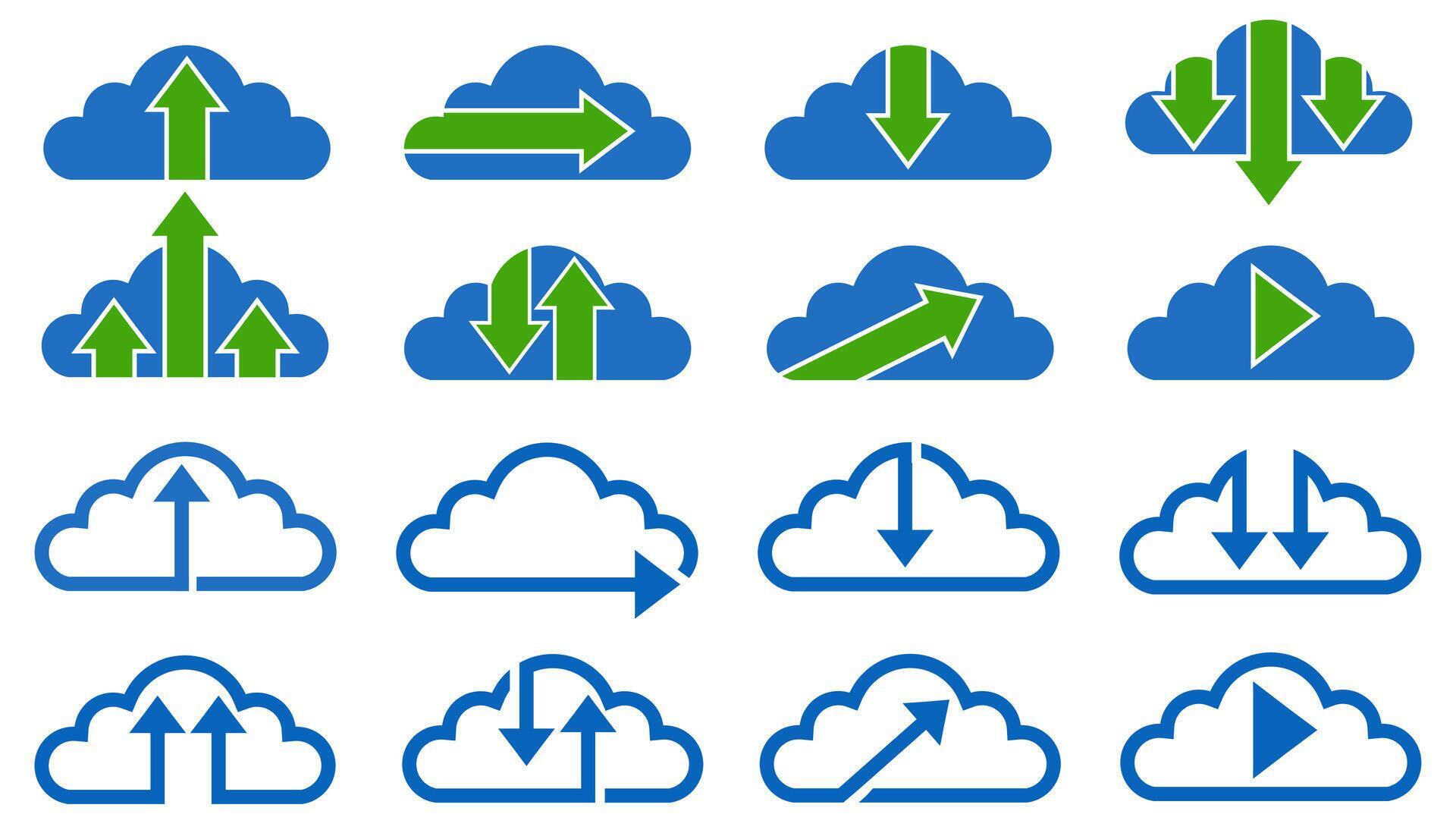 Set collection cloud arrow download and upload design Vector illustration Stock Free