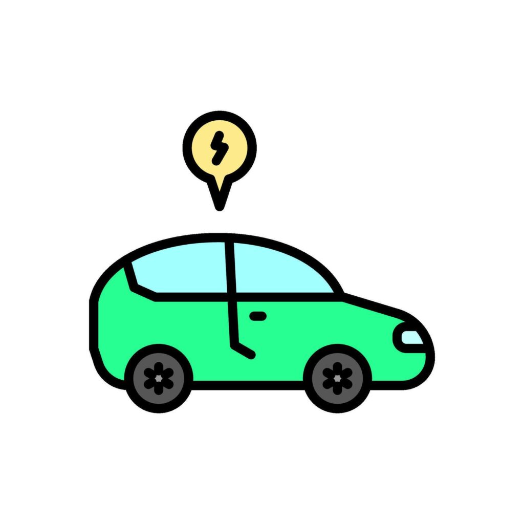 electric car colored icon in line style Stock Free