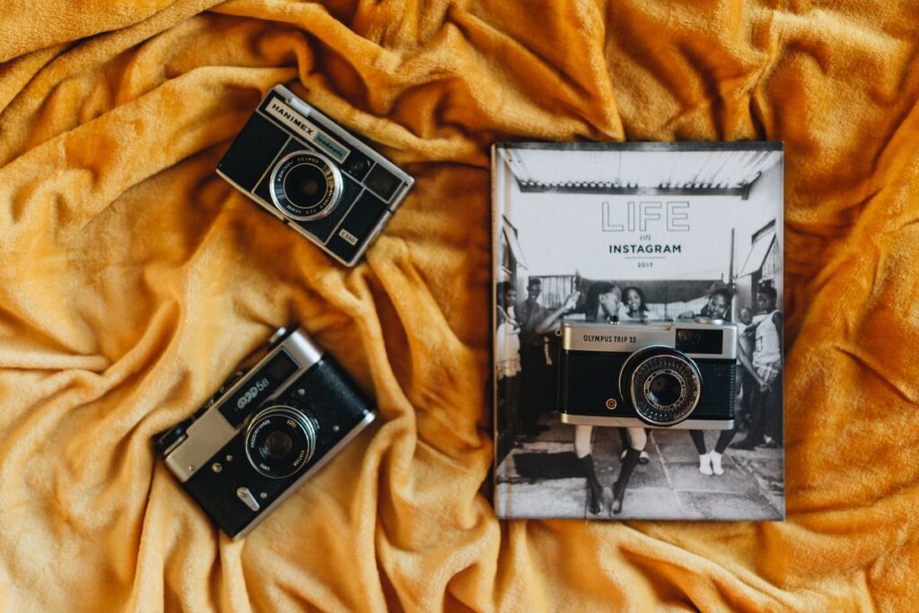 
									Life on Instagram Book and Vintage Cameras Stock Free