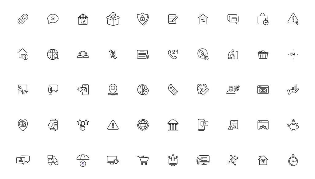 Digital business linear icons collection.Set of thin line web icon set, simple outline icons collection, Pixel Perfect icons, Stock Free