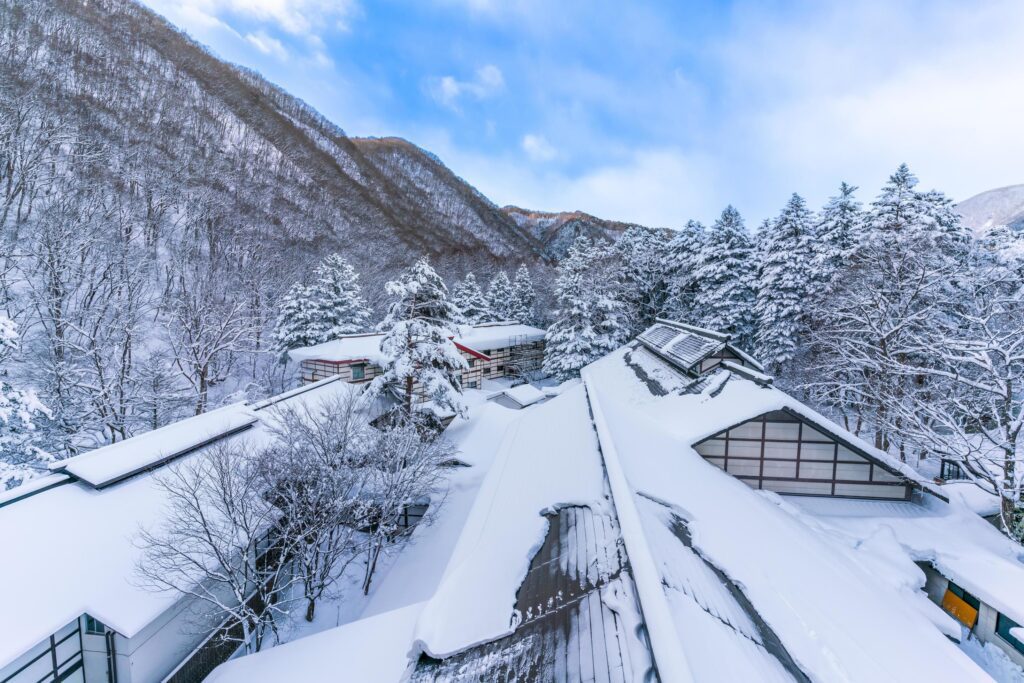 heavy snow at Heike No Sato Village in Tochigi Prefecture, Nikko City, JAPAN Stock Free