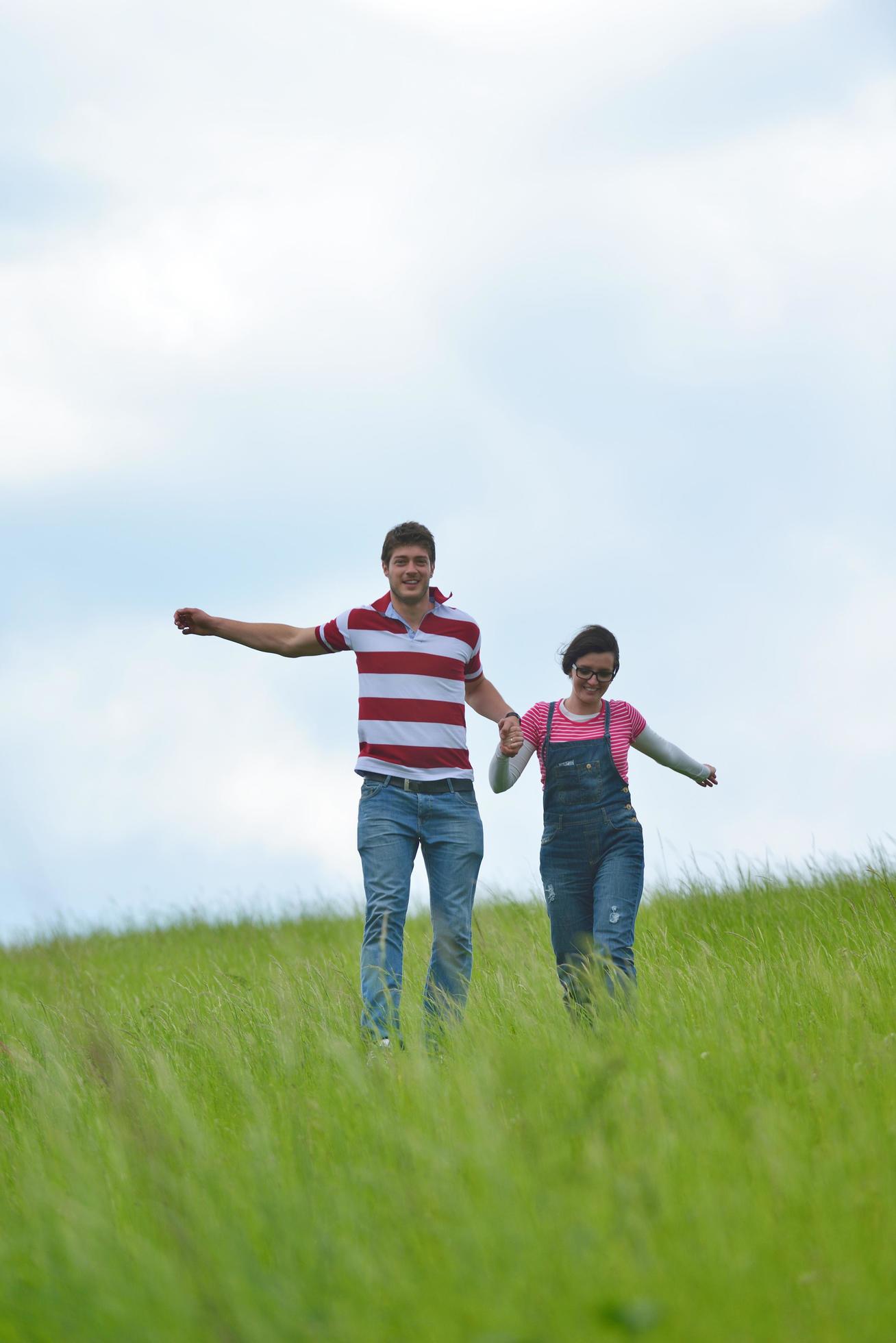 romantic young couple in love together outdoor Stock Free