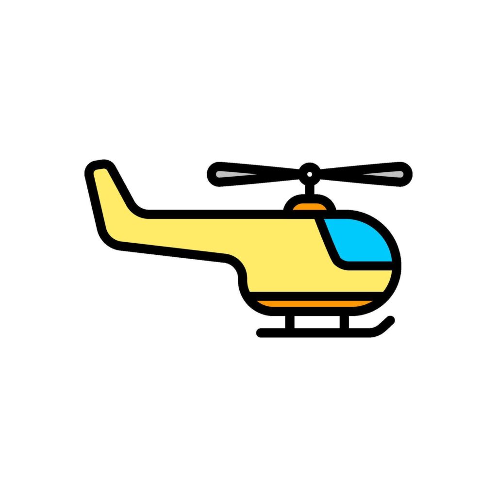 colored line icon of helicopter, isolated background Stock Free