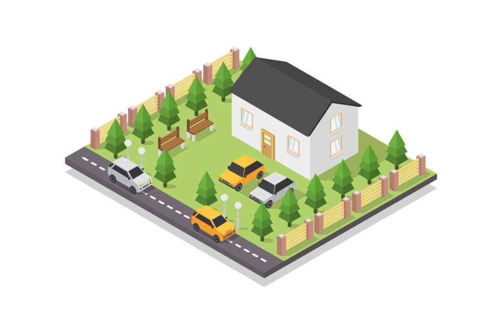 Modern house isometric on white background Free Vector