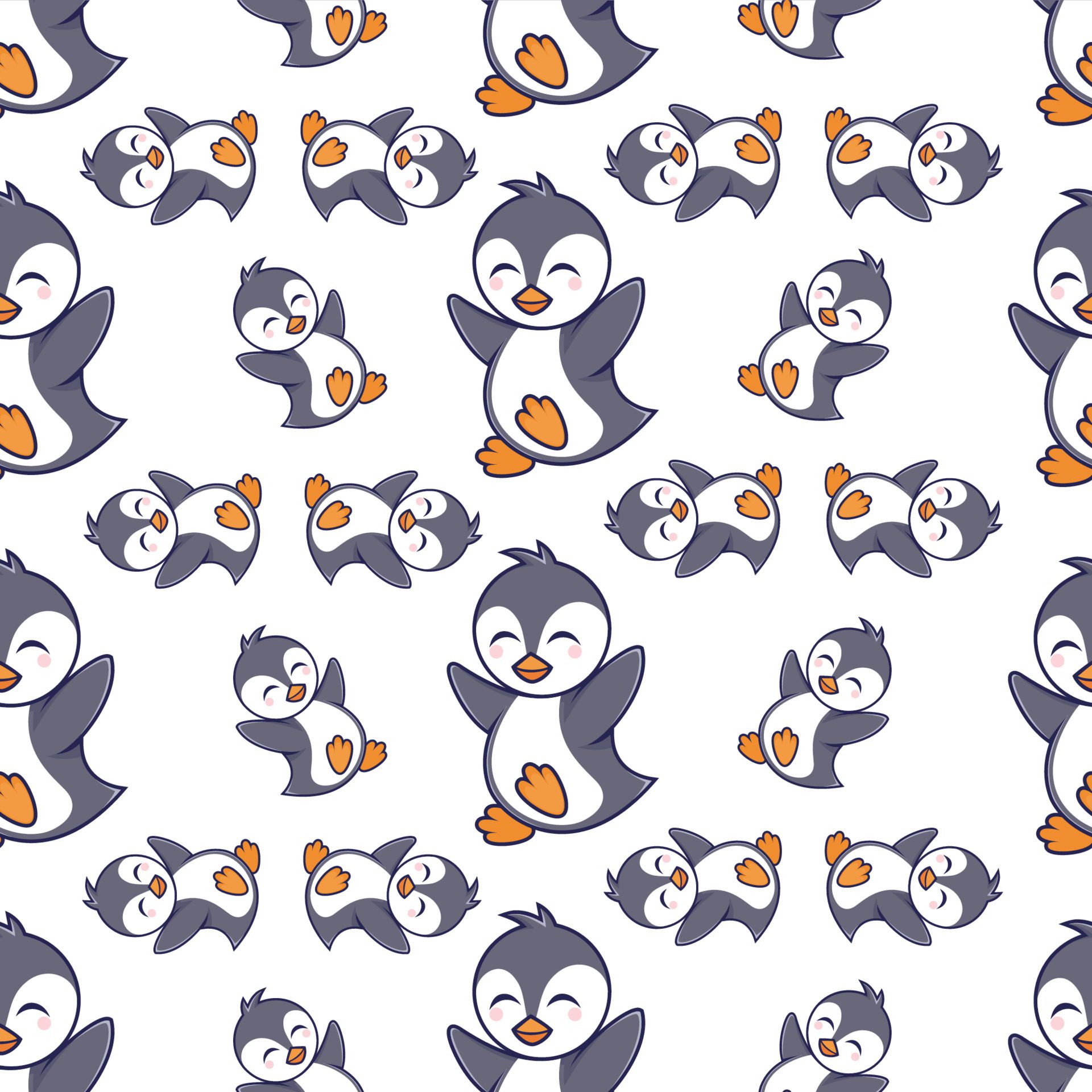 A pattern of penguins with the letter m on it Free Vector